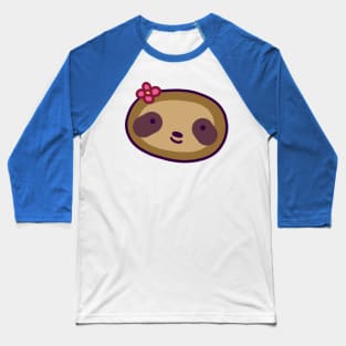 Flower Sloth Face Baseball T-Shirt